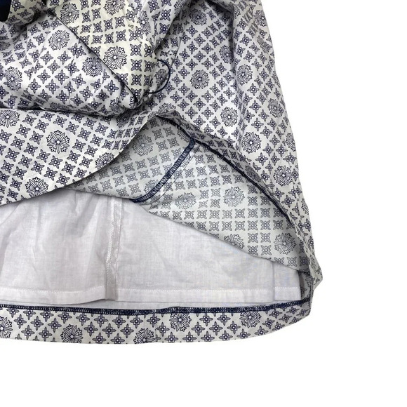 Elizabeth McKay Patterned‎ Dress, Size 6, Navy & White, Fitted, Sash Belt, Midi - Picture 5 of 11